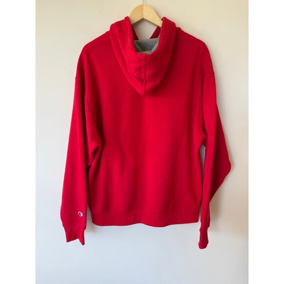 Champion Authentic Sweatshirt Mens Size Large Graphic Logo Pullover Red Hoodie - Picture 2 of 11